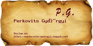 Perkovits Györgyi névjegykártya